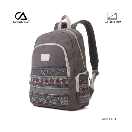 canvasartisan backpack T39-3 Gray 15, Durable, Water-Resistant & Light Weight