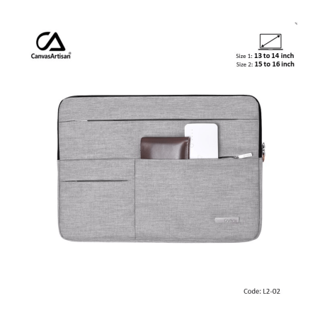 canvasartisan sleeve laptop Slim L2-02 Light Gray 13, Water-Resistant