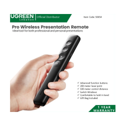 Ugreen Remote Advanced Function Wireless Lazer Presentation With Built-In Laser Pointer