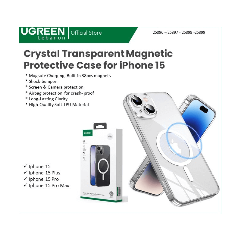 Ugreen Case For Iphone 15 Pro Max Crystal Transparent Magnetic Protective 25399 Ugreen Case For Iphone 15 Pro Max Crystal Transparent Magnetic Protective 25399