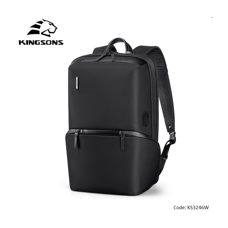kingsons backpack Premium Leather Ks3246W Black, 15.6 Inch Water-Resistant, Light Weight kingsons backpack Premium Leather Ks3246W Black, 15.6 Inch Water-Resistant, Light Weight