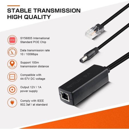 Board-x Power Over Ethernet Splitter Adapter 48V to 12v