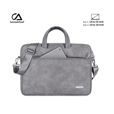 Canvas Artisan Bag Laptop Business L11-C22 Gray, High Quality Leather